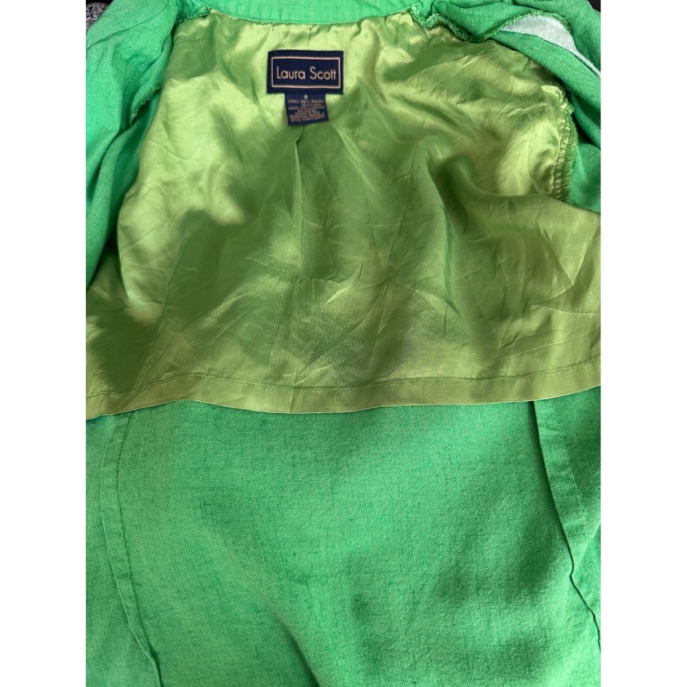Laura Scott Green Short Sleeve Linen Blend Blazer Vintage Size 8, Casual - Picture 5 of 5